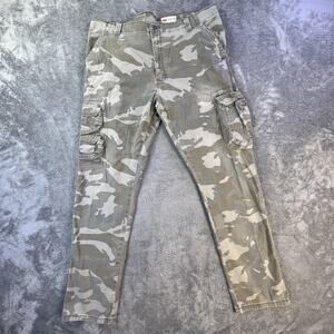 Wrangler Cargo Pants Mens 40x32 Gray Camo Regular Taper Utility Pockets Outdoor